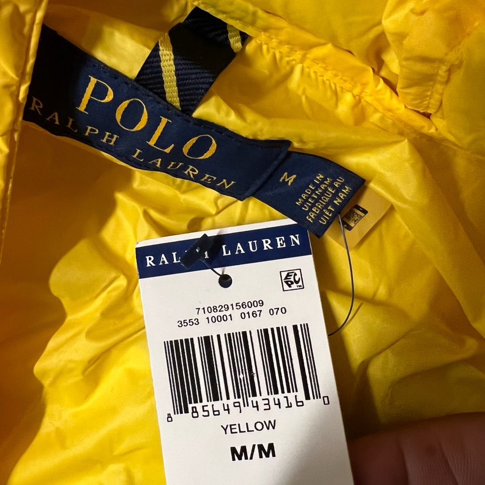POLO RALPH LAUREN Packable Lightweight Quilted Hooded Puffer Jacket  Yellow - Picture 13 of 15
